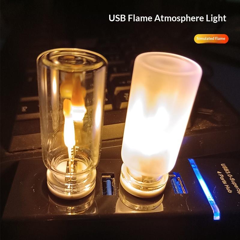 Candle Making Glass - USB-LED-Kerzen-Nachtlicht mit flackernder Flamme, aus mattiertem