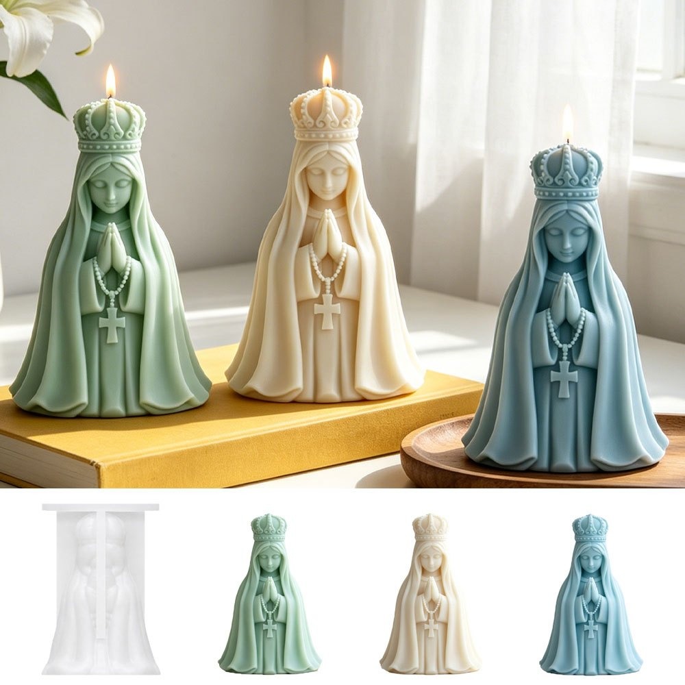 Candle Making Jelly - 3D-Kronenform mit Jungfrau Maria Silikon-Kerzenform Betende