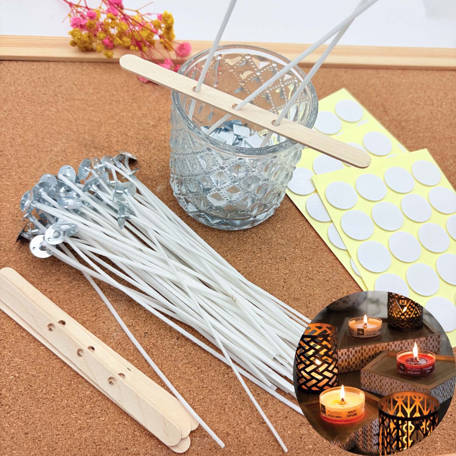 Candle Making Workshop - 1 SET Kerzenherstellungs-DIY-Kit Rauchfreie Kerzen Baumwolldochte