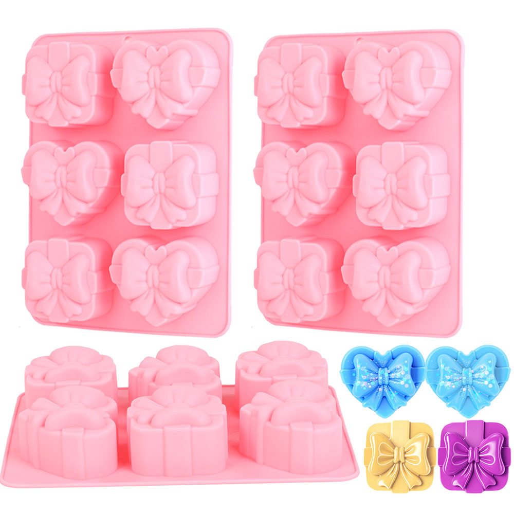 Candle Making Jelly - Quadratische herzförmige Silikonform mit 6 Mulden,