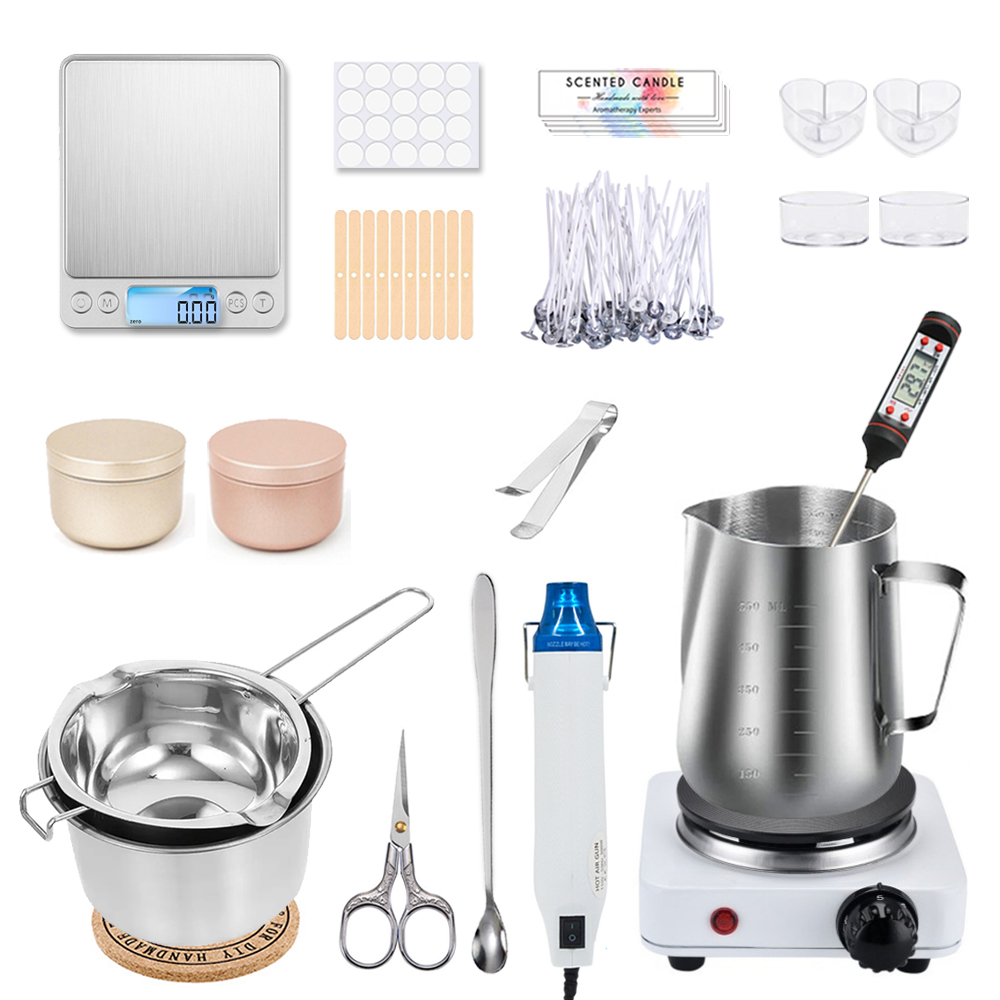 Candle Making Workshop - DIY-Kerzen-Bastelwerkzeug-Set mit Wachsschmelzplatte, Zubehör für die
