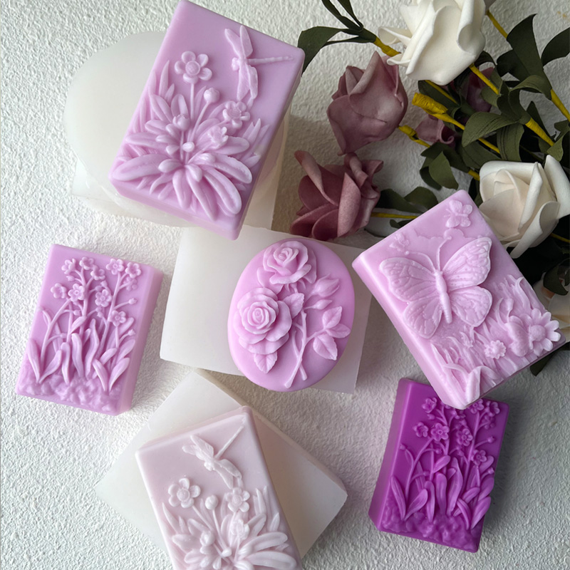 Candle Making Jelly - Dargonfly Seifen-Silikon-Kerzenform, rund, blumenförmig, Schmetterling, DIY,