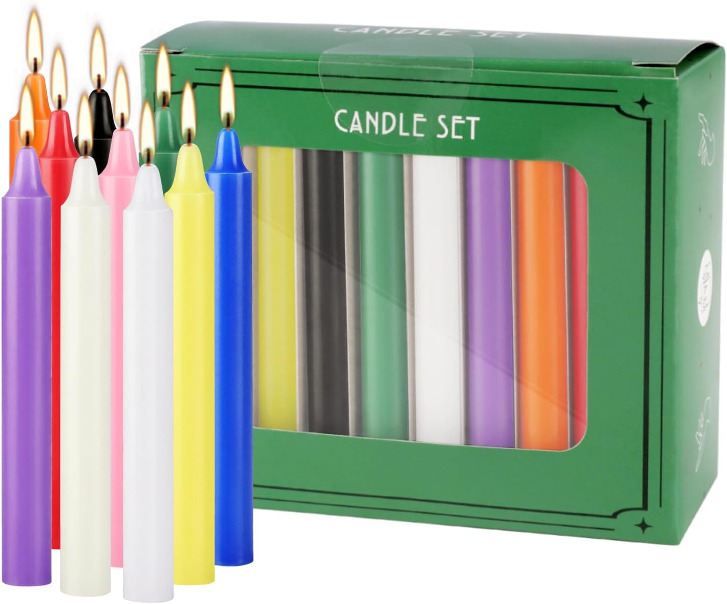 Candle Making Place - 20 bunte kleine Stabkerzen, tropffrei, rauchfrei,