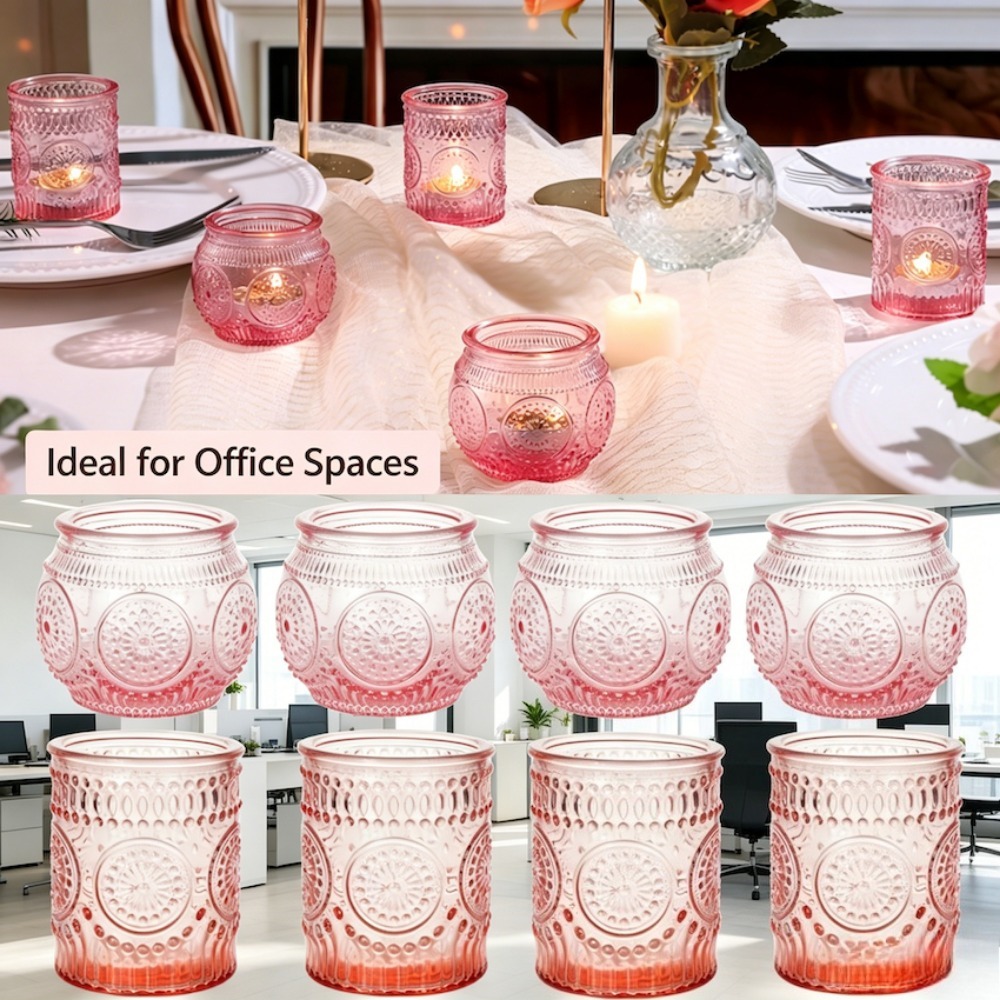 Candle Making Glass - Vintage Geprägte Glas-Teelichthalter Zylindrische Votivkerzenhalter Romantische