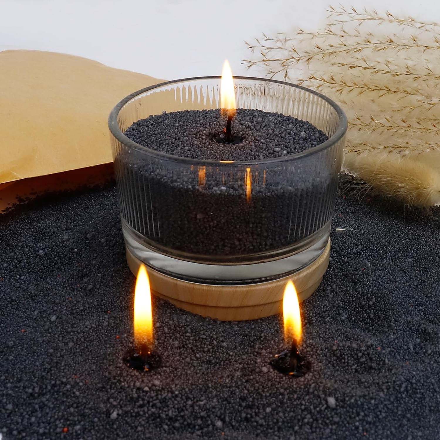 Candle Making Products - Schwarzer Kerzensand mit Docht, 200g mit