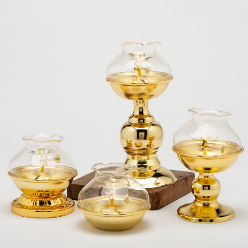 Goldene Öllampe für Buddha mit – Candle Making Glass Bewertung und Preis